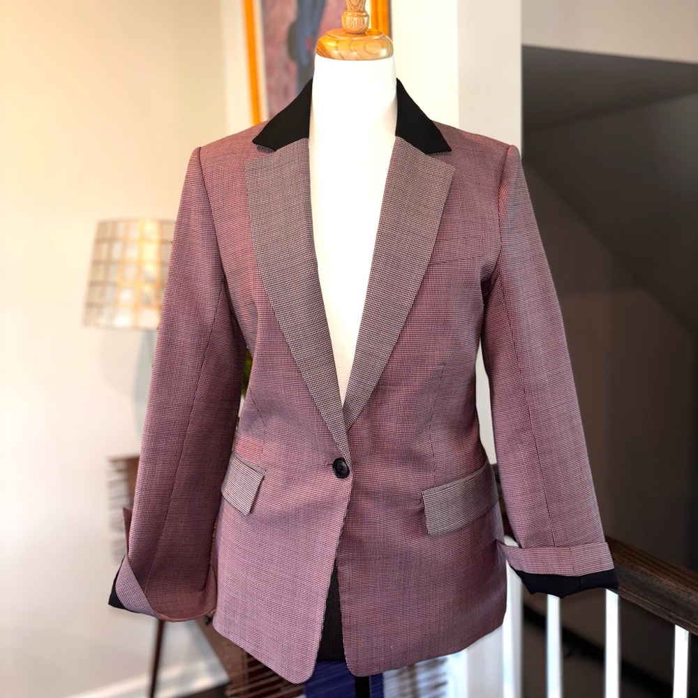 Argent Two Tone Houndstooth Blazer Size 10